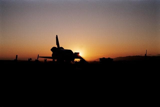 NASA image: Servicing of Shuttle Discovery after landing at end of STS 51-I mission