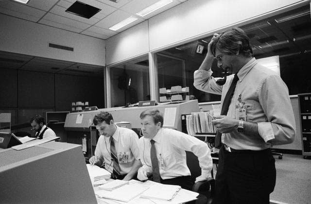 NASA image: View of the Mission Control Center Activity during STS 51-A