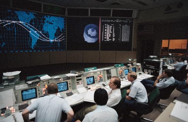NASA image: Views from mission control during the STS 51-D mission