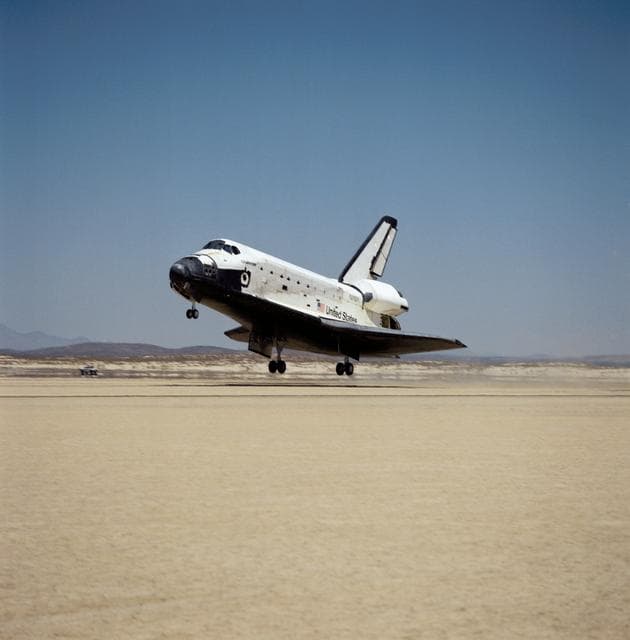 Landing of the Shuttle Challenger at Edwards AFB and end of STS 51-F mission