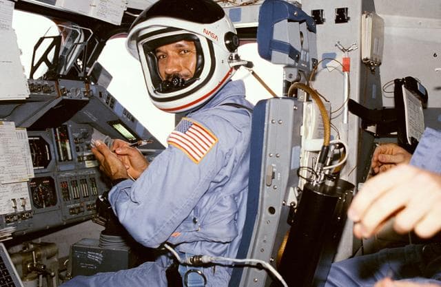 NASA image: Astronaut Charles Bolden in pilots station prior to entry