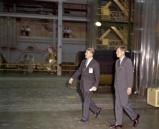 President John Fl Kennedy tours Marshall Space Flight Center facilities.