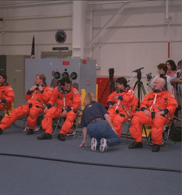 NASA image: STS-95 crew training - emergency egress training at bldg 9
