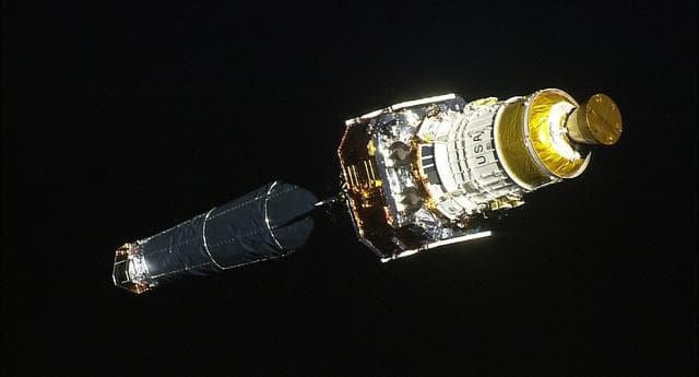 NASA image: Views of the Chandra telescope take with HDTV on STS-93