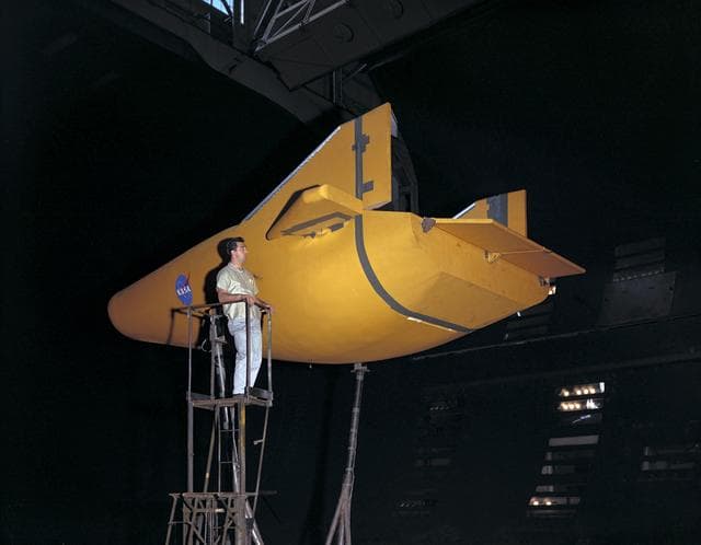 NASA image: M-2 Lifting Body, F.S.W.T. in Ames 40x80 Foot Wind Tunnel.