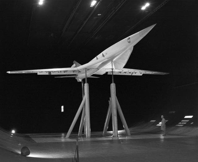 NASA image: Supersonic Transport Configuration in Large scale (40x80 foot) Wind Tunnel Investigation at Ames Research Center