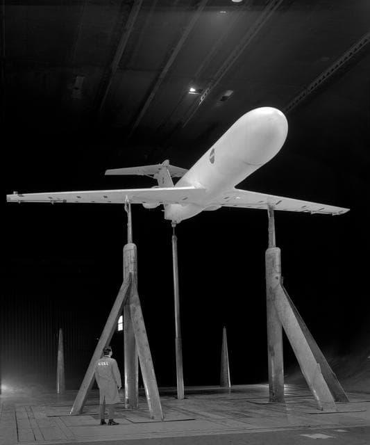 NASA image: Deep Stall Model in Ames 40x80 foot Wind Tunnel.