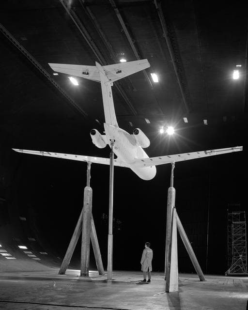 NASA image: Deep Stall Model in Ames 40x80 foot Wind Tunnel.