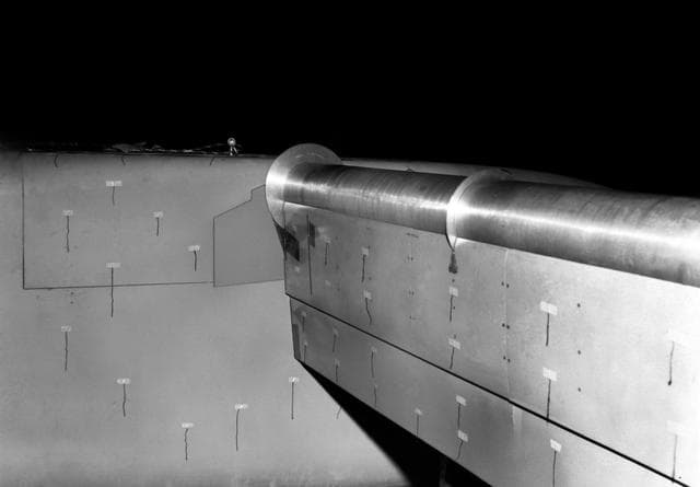 NASA image: Detail View of Rotating Cylinder Flap in 40x80 Foot Wind Tunnel at NASA Ames.
