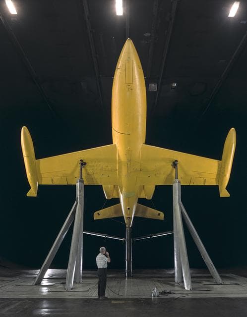 NASA image: Lear Jet test in Ames 40x80 Foot Wind Tunnel.