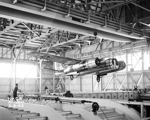 NASA image: Douglas A-26B Airplane in Ames 40x80 Wind Tunnel.