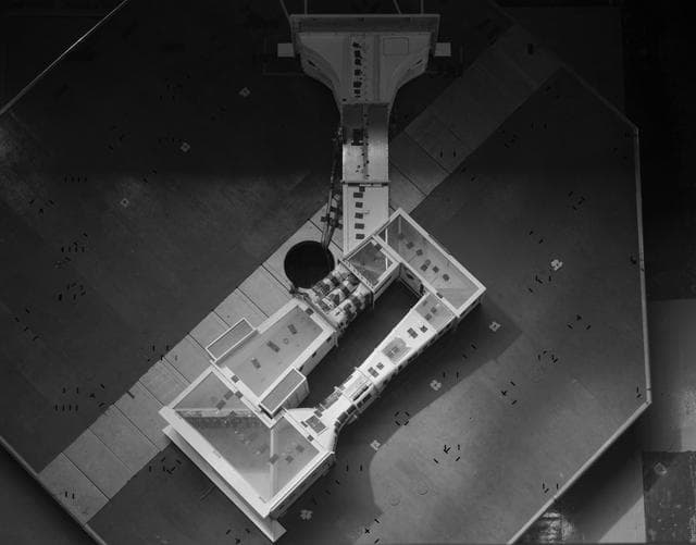 NASA image: 1/50 Scale Model Of The 80X120 Foot Wind Tunnel Model (NFAC) In The Test Section Of The 40X80 Wind Tunnel At Nasa Ames.