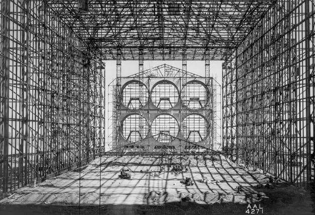 NASA image: Construction of the 40x80 Foot Wind Tunnel at Ames.