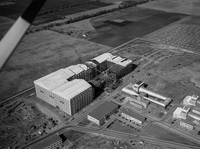 NASA image: Aerial View of the Nearly Completed 40x80 Foot Wind Tunnel at Ames
