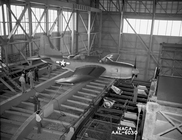 NASA image: Mounting Douglas XSB2D-1 Airplane In 40x80 Foot Wind Tunnel.