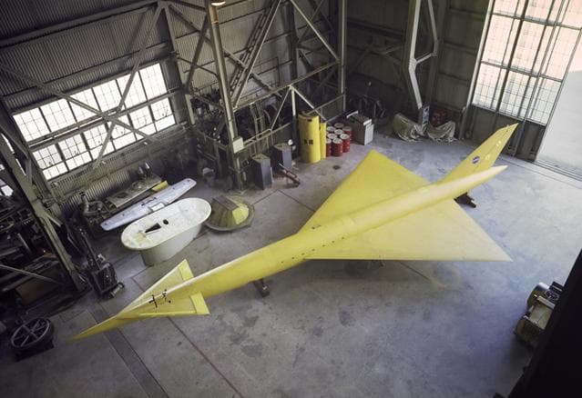 NASA image: Supersonic Transport Model in the shop of the Ames 40x80 Foot Wind Tunnel.