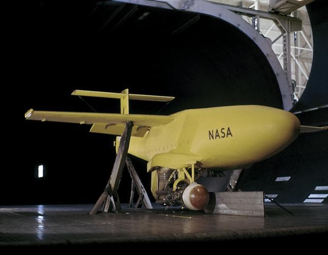 NASA image: General Electric Fan-In-Fuselage Model in the 40x80 Foot Wind Tunnel at NASA Ames.