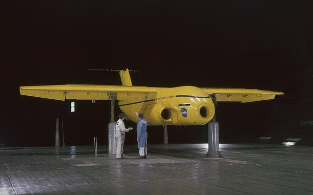 NASA image: Augmenter Wing High Lift System in Ames 40x80 Foot Wind Tunnel.