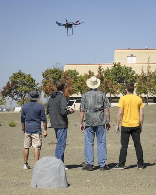 NASA image: The Earth Science Unmanned Aerial System (UAS) Demonstration in the Rover Scape at NASA's Ames Research Center.