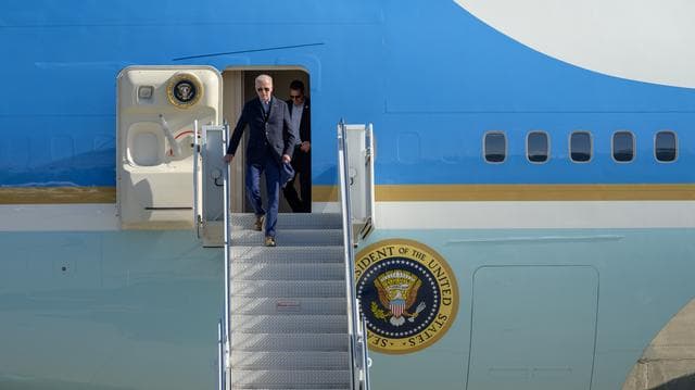 NASA image: U.S. President Joe Biden Arrives Aboard Air Force One at Moffett Federal Airfield