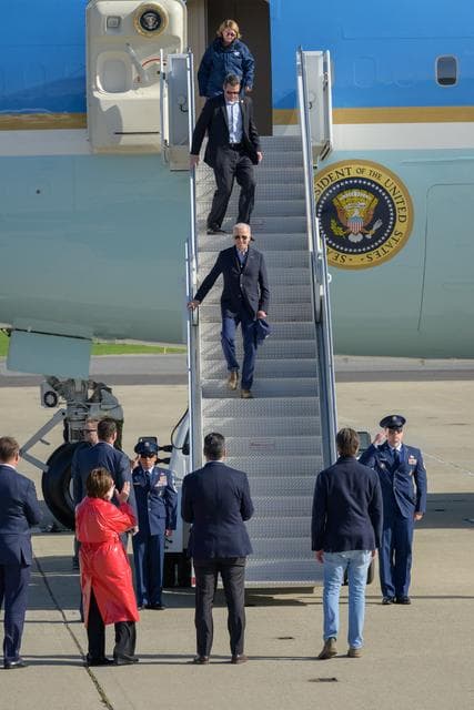 NASA image: U.S. President Joe Biden Arrives Aboard Air Force One at Moffett Federal Airfield