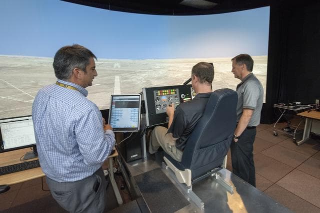 NASA image: Bridenstine practices flight in X-57 Simulator for NASA's Experimental All-Electric Aircraft