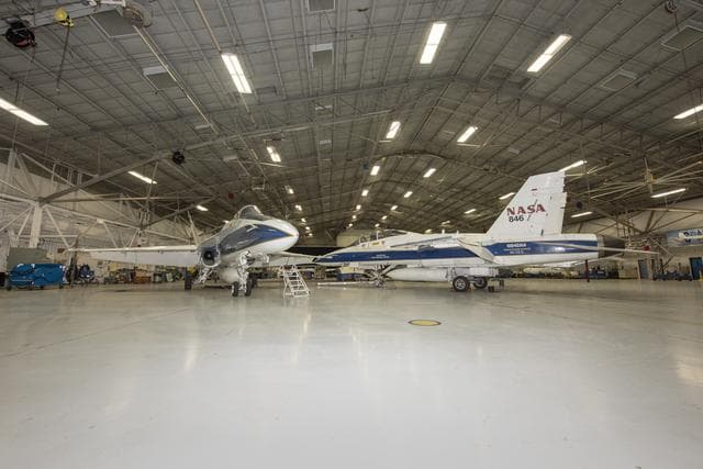 NASA image: NASA F/A-18 Aircraft Sit in Hangar