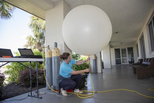 NASA image: NASA Meteorologists Launch Weather Balloon Before Research Flight