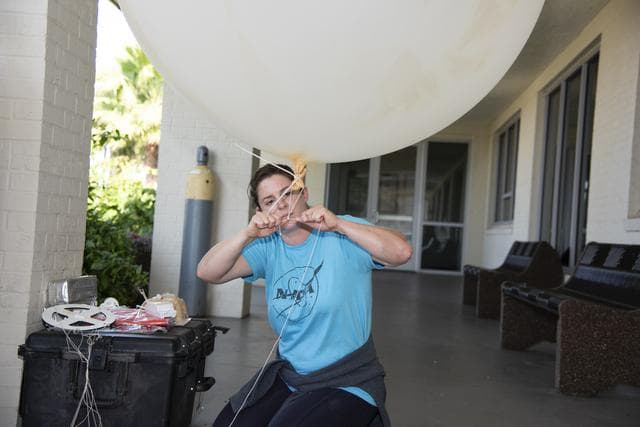 NASA image: NASA Meteorologists Launch Weather Balloon Before Research Flight