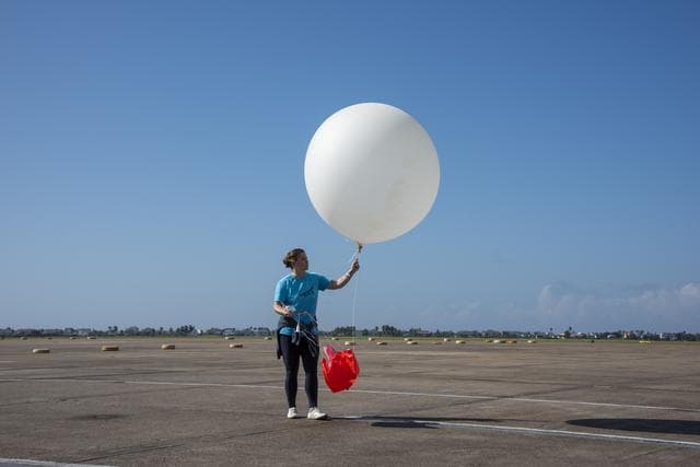 NASA image: NASA Meteorologists Launch Weather Balloon Before Research Flight