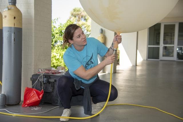 NASA image: NASA Meteorologists Launch Weather Balloon Before Research Flight