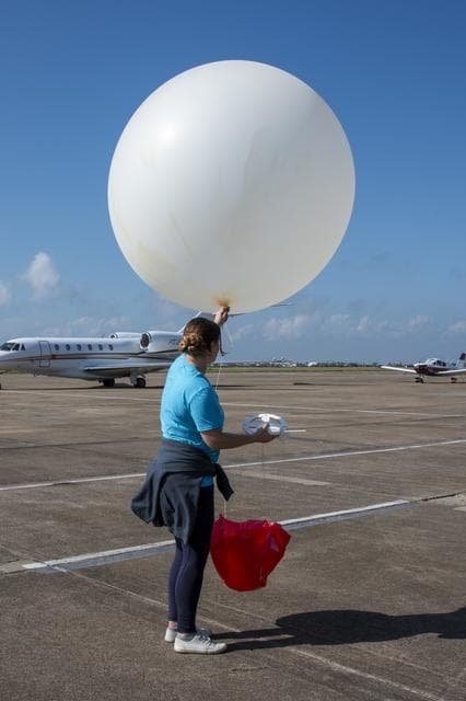 NASA image: NASA Meteorologists Launch Weather Balloon Before Research Flight