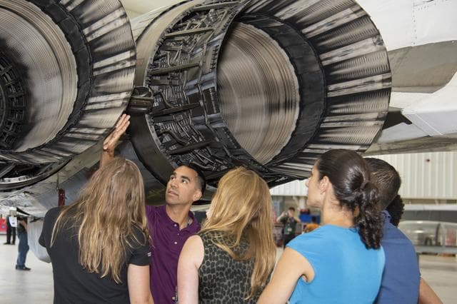 NASA image: Astronauts Look in F-15 Nozzle at Armstrong Flight Research Center