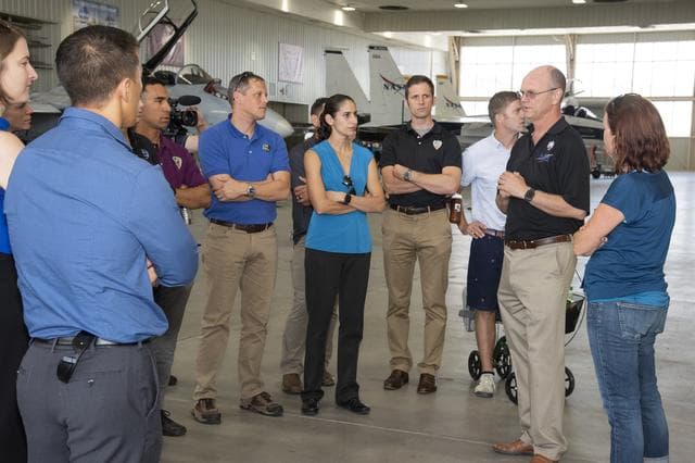 NASA image: Pilot Nils Larsen Speaks to Astronauts on X-59 Research Using Jets