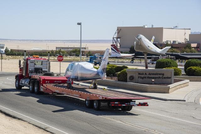 NASA image: X-57 Mod II Vehicle Arrives at NASA Armstrong