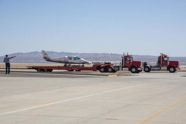 NASA image: X-57 Mod II Vehicle Arrives at NASA Armstrong