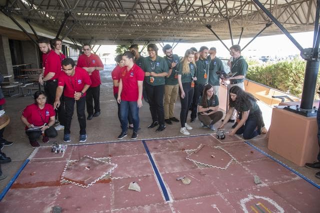 NASA image: Students Test their LEGO Rover Prototype