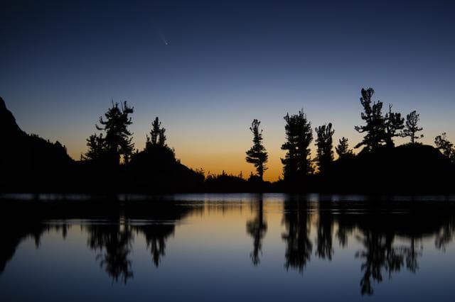 Comet NEOWISE Captured Above Lone Pine Lake at Dawn 