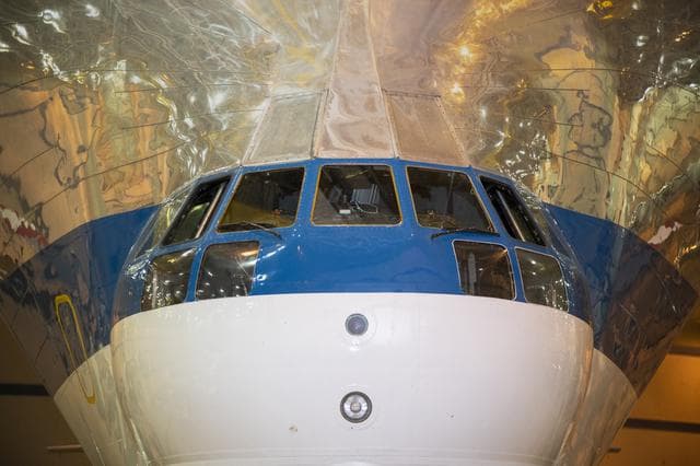 NASA image: NASA's Super Guppy in the hangar at Armstrong Building 703