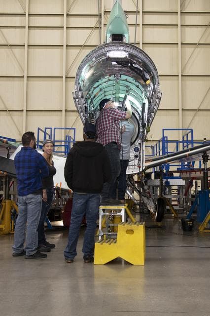 NASA image: Engine Installed on NASA’s X-59 Experimental Aircraft