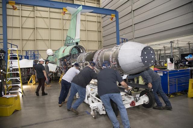 NASA image: Engine Installed on NASAâ€™s X-59 Experimental Aircraft