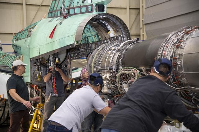 NASA image: Engine Installed on NASAâ€™s X-59 Experimental Aircraft
