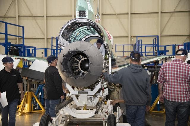 NASA image: Engine Installed on NASAâ€™s X-59 Experimental Aircraft