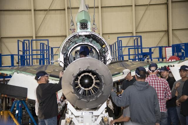 NASA image: Engine Installed on NASAâ€™s X-59 Experimental Aircraft