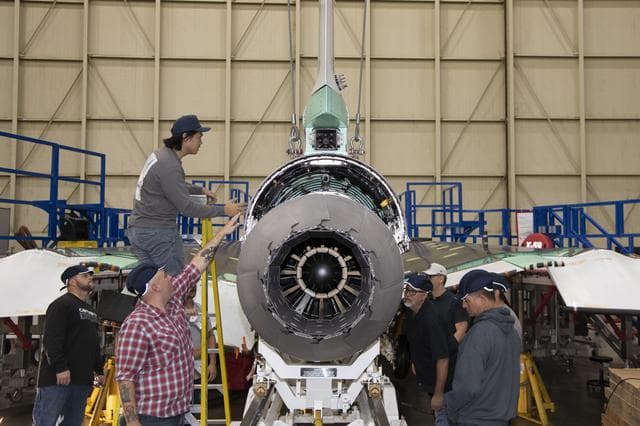 NASA image: Engine Installed on NASAâ€™s X-59 Experimental Aircraft
