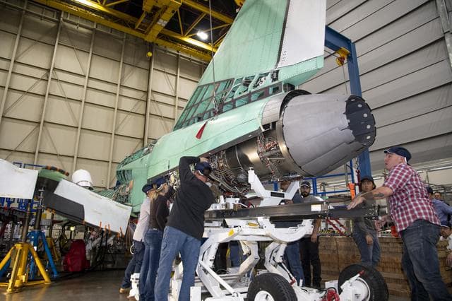 NASA image: Engine Installed on NASA's X-59 Experimental Aircraft