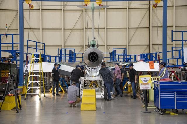 NASA image: Engine Installed on NASAâ€™s X-59 Experimental Aircraft