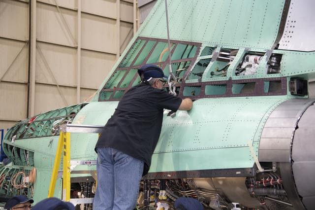 NASA image: Engine Installed on NASA's X-59 Experimental Aircraft'