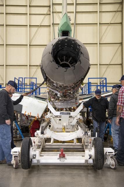 NASA image: Engine Installed on NASAâ€™s X-59 Experimental Aircraft
