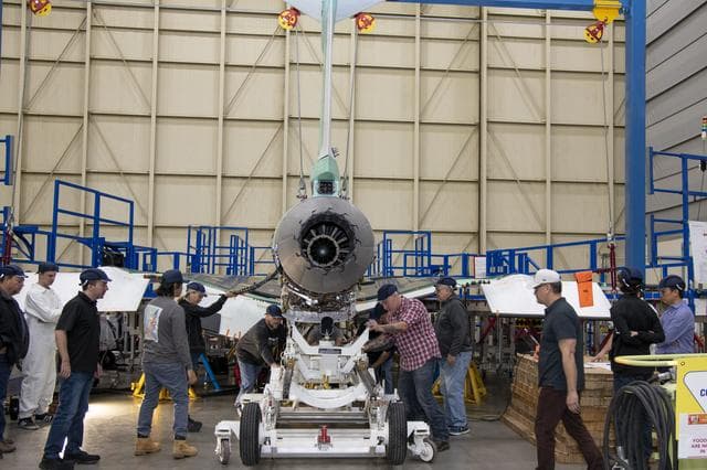 NASA image: Engine Installed on NASAâ€™s X-59 Experimental Aircraft